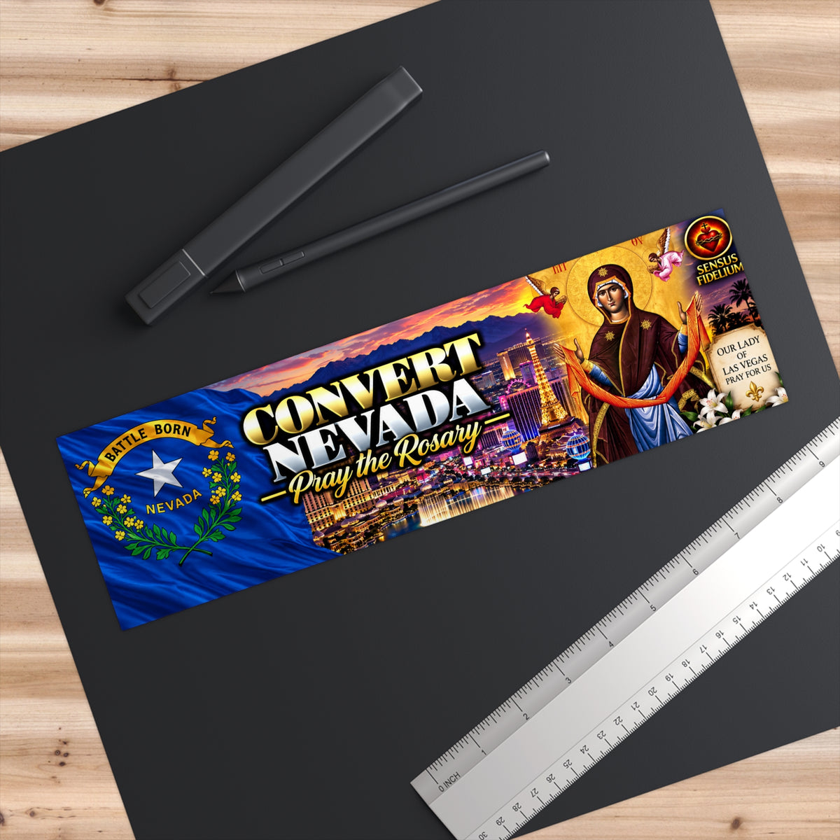 Convert Nevada Bumper Sticker — “Pray the Rosary” Catholic Vinyl Decal
