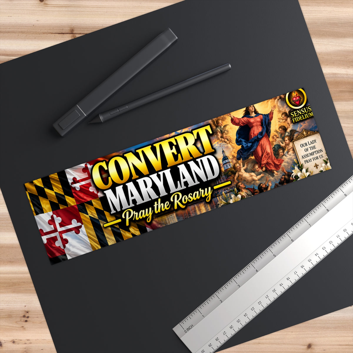 Convert Maryland Bumper Sticker — “Pray the Rosary” Catholic Vinyl Decal