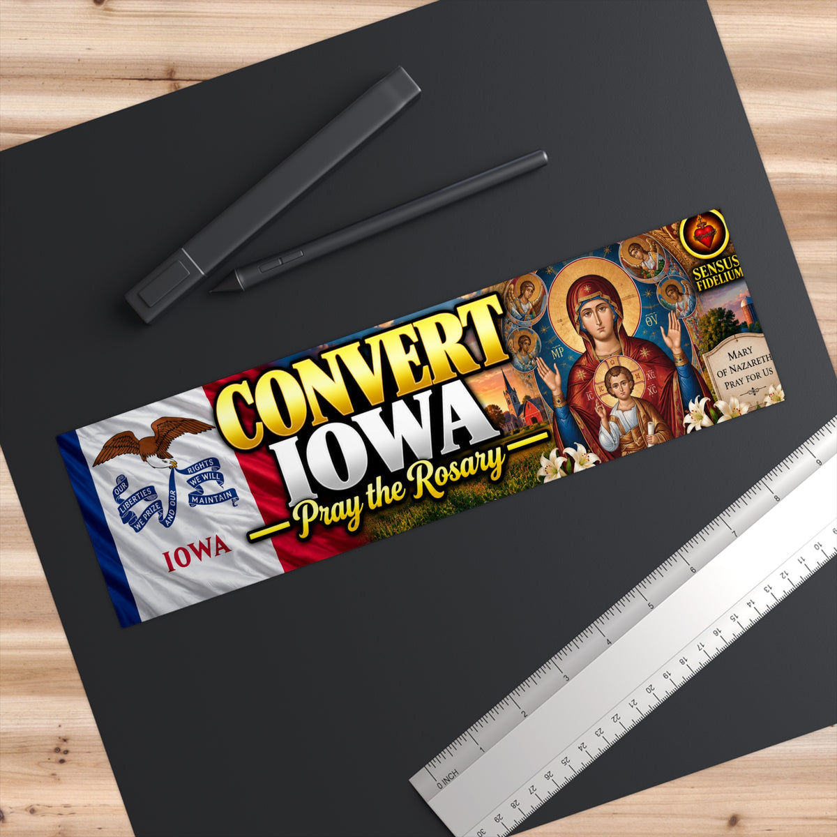 Convert Iowa Pray the Rosary Bumper Sticker