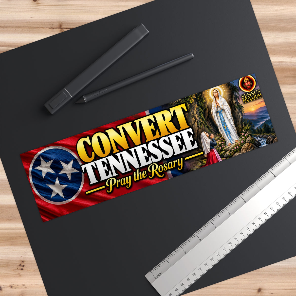 Bumper Sticker — "Convert Tennessee: Pray the Rosary" Religious Pro-Life Decal