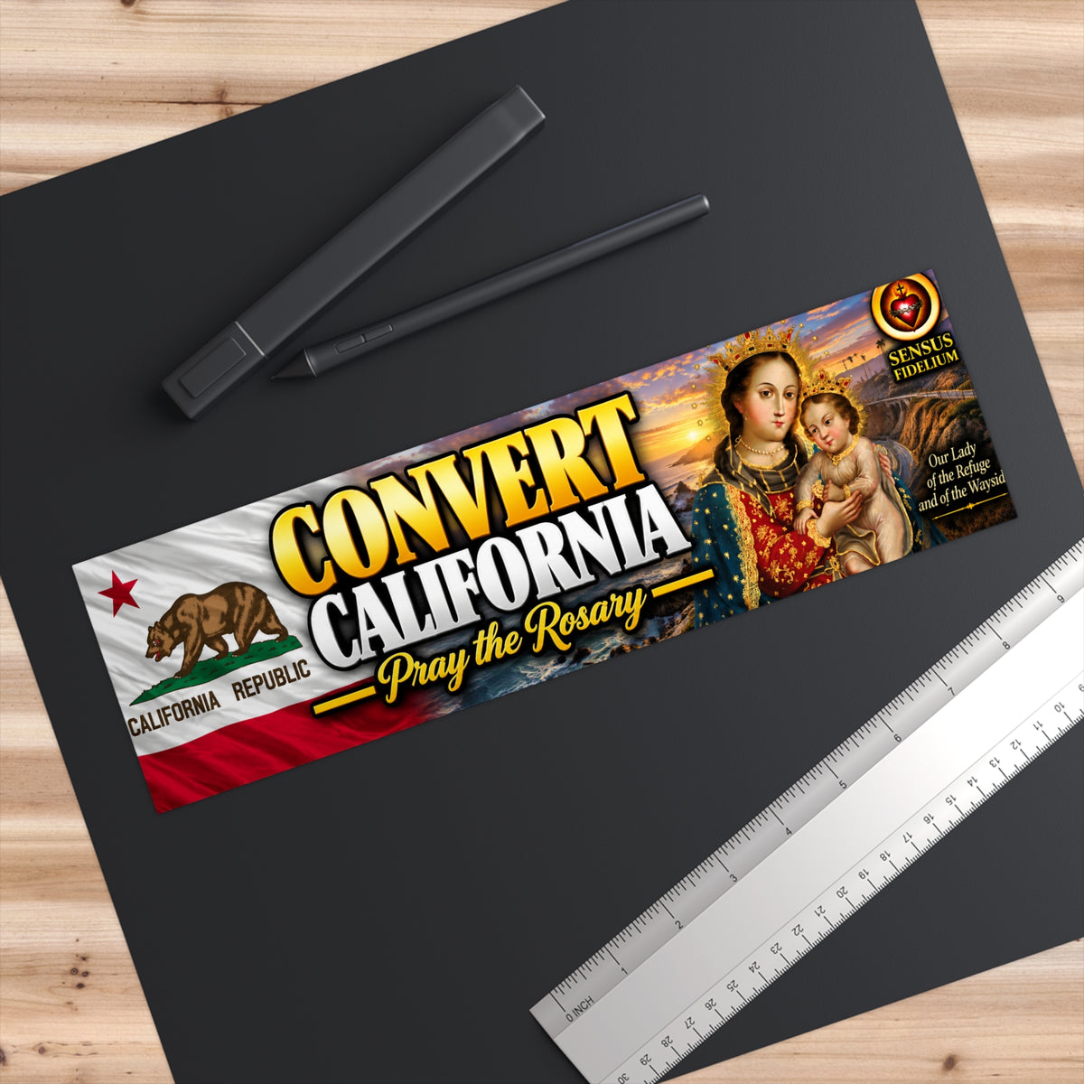 Convert California Bumper Sticker — “Pray the Rosary” Catholic Vinyl Decal