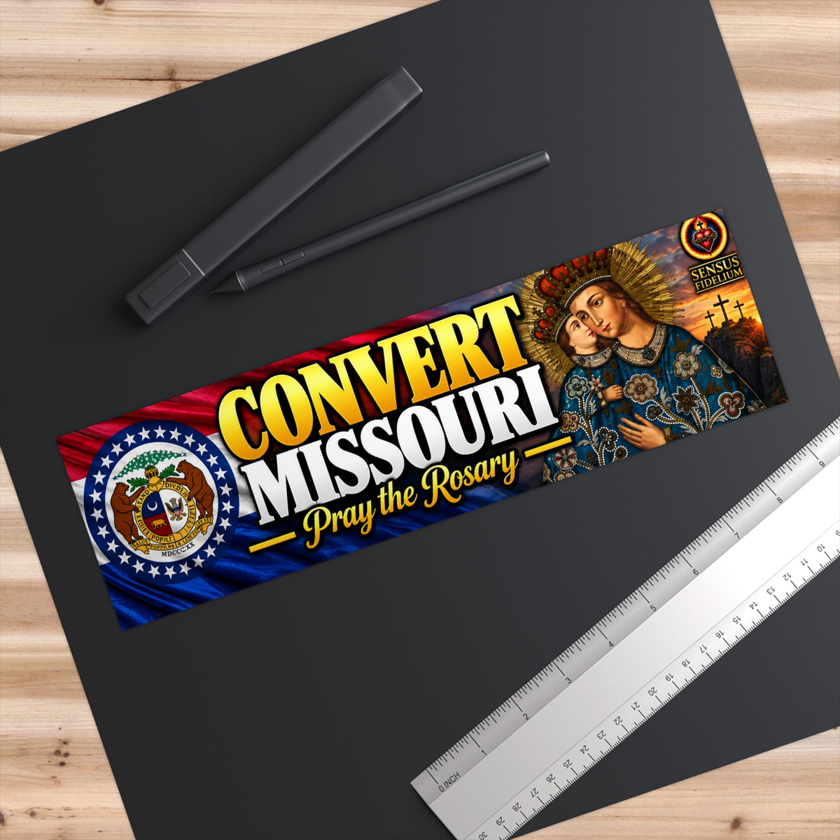 Convert Missouri Bumper Sticker — “Pray the Rosary” Catholic Vinyl Decal