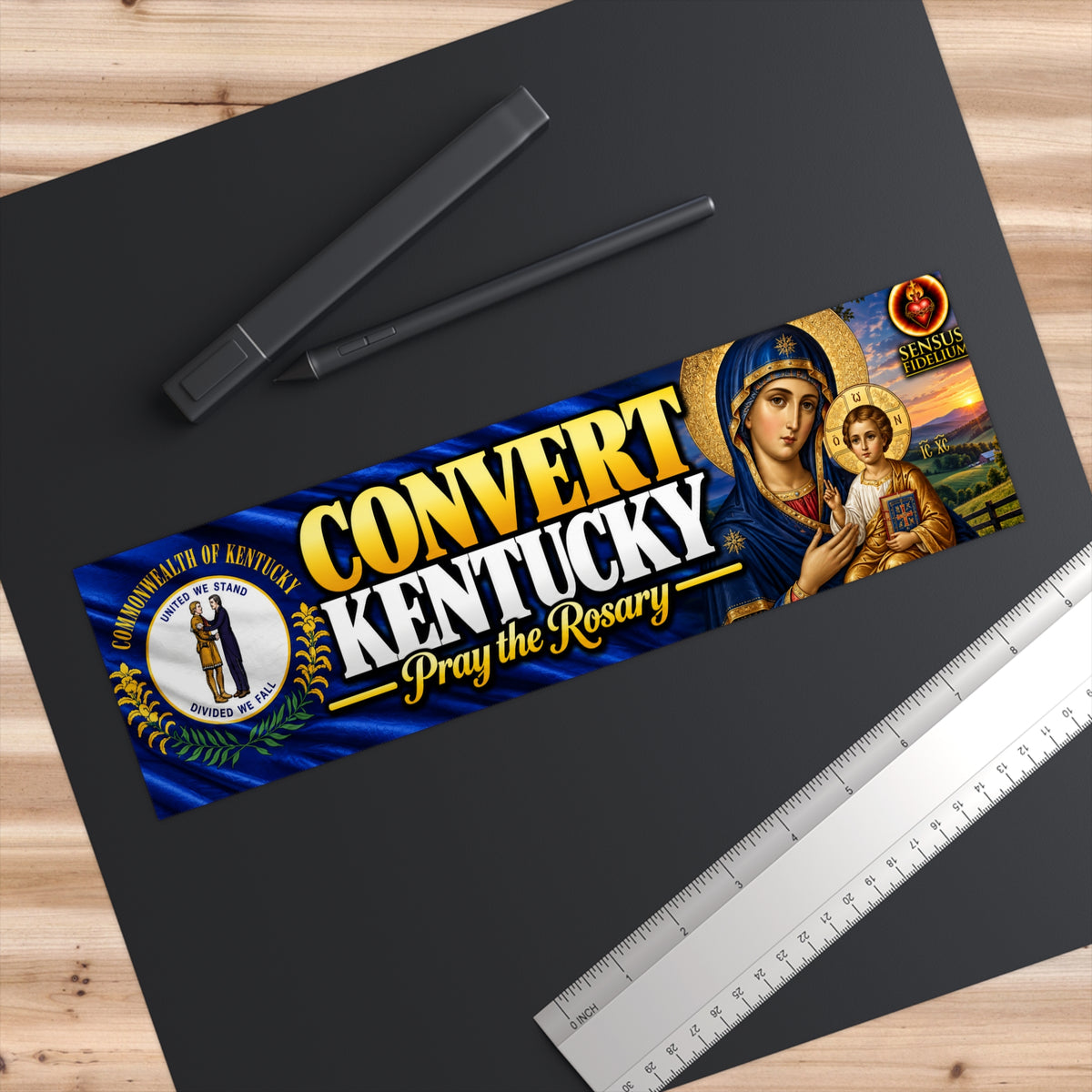 Convert Kentucky Bumper Sticker — “Pray the Rosary” Catholic Vinyl Decal