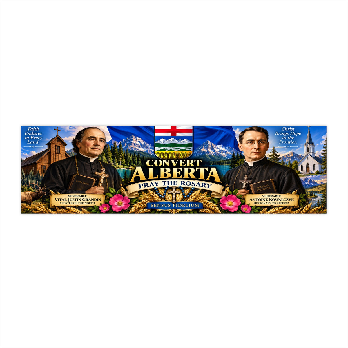 Convert Alberta Bumper Sticker — Pray the Rosary Religious Sticker