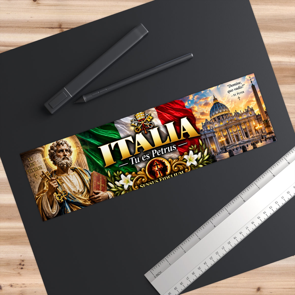 Italia Bumper Sticker — 'Italia Tu es Petrus' Vatican & St. Peter Design