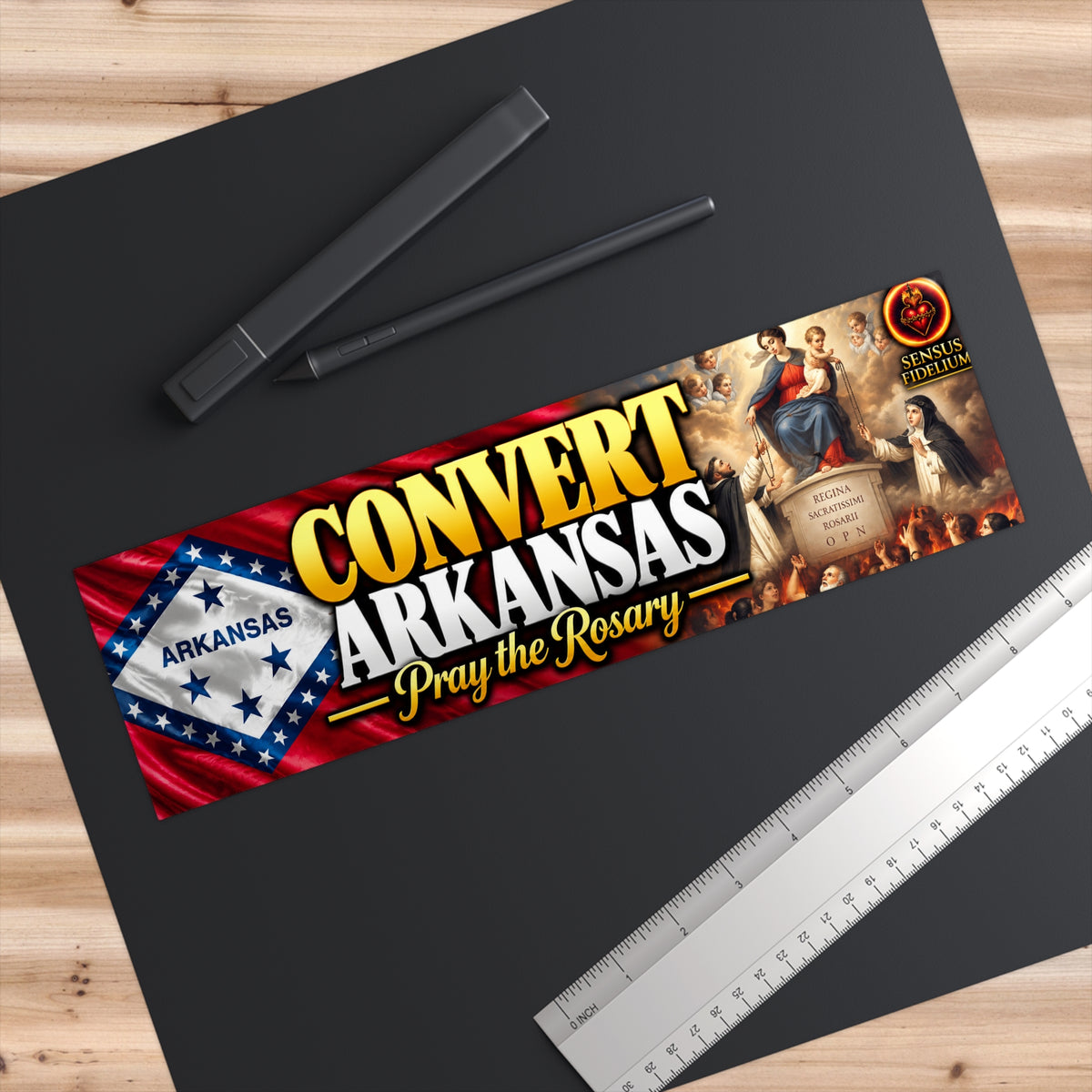 Convert Arkansas Bumper Sticker — Pray the Rosary Religious Vinyl Sticker
