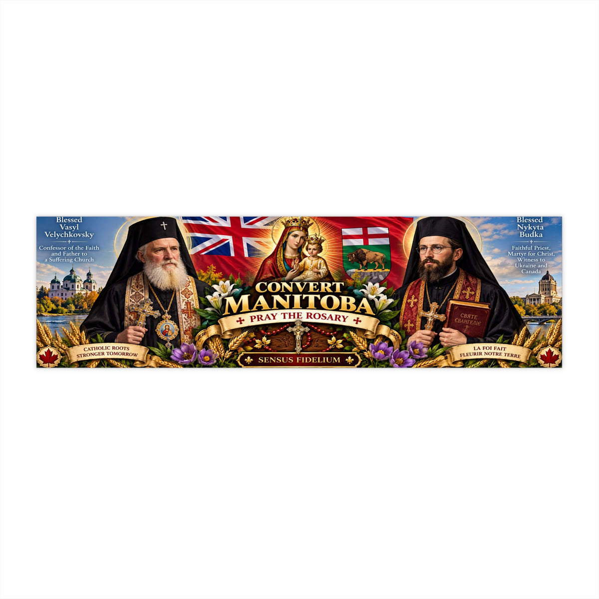 Convert Manitoba Bumper Sticker — Pray the Rosary Catholic Devotional Sticker