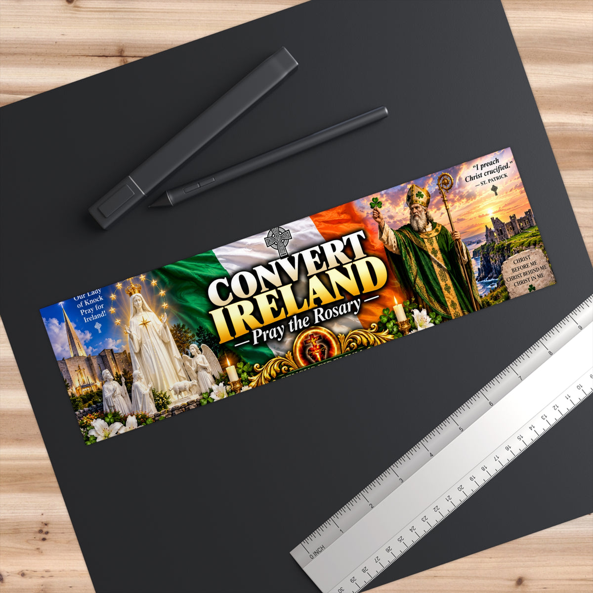 Convert Ireland Rosary Bumper Sticker — Catholic Faith & Prayer Car Decal