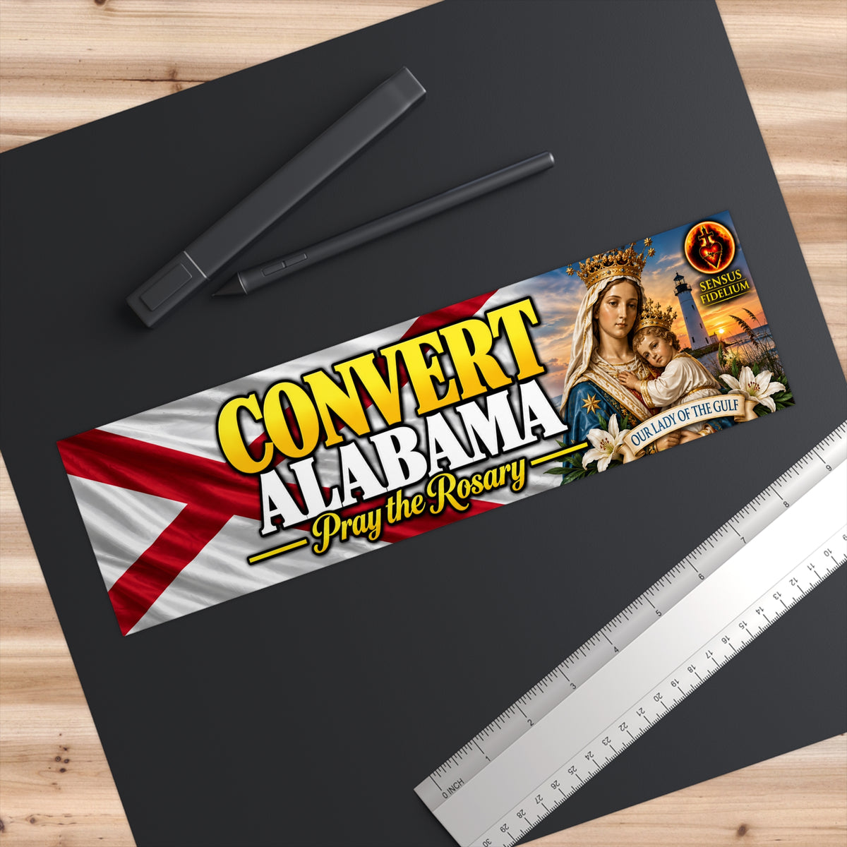 Bumper Sticker — "Convert Alabama: Pray the Rosary" Religious Vinyl Decal