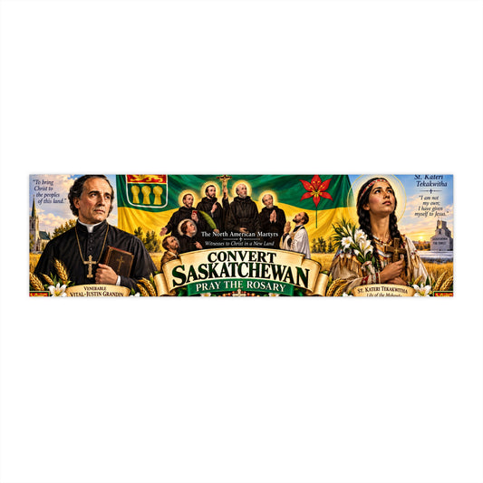 Convert Saskatchewan Pray the Rosary Bumper Sticker