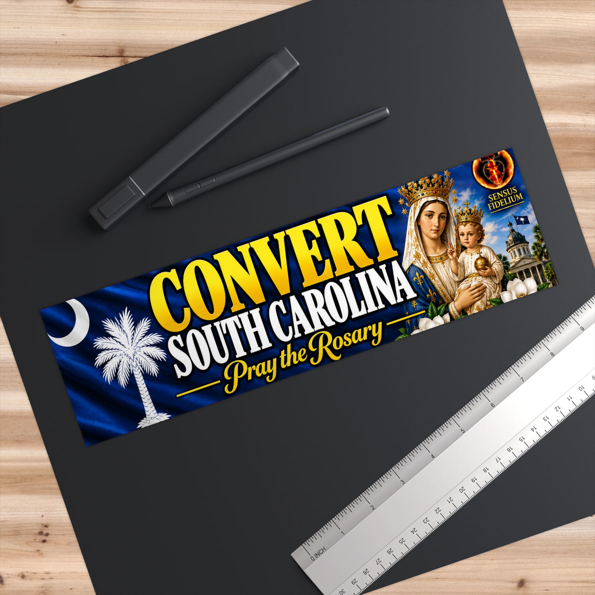Convert South Carolina Bumper Sticker — 'Pray the Rosary' Catholic Marian Sticker