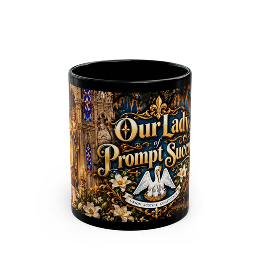 Our Lady of Prompt Succor Coffee Mug — New Orleans Vintage Cathedral Design (11oz, 15oz)