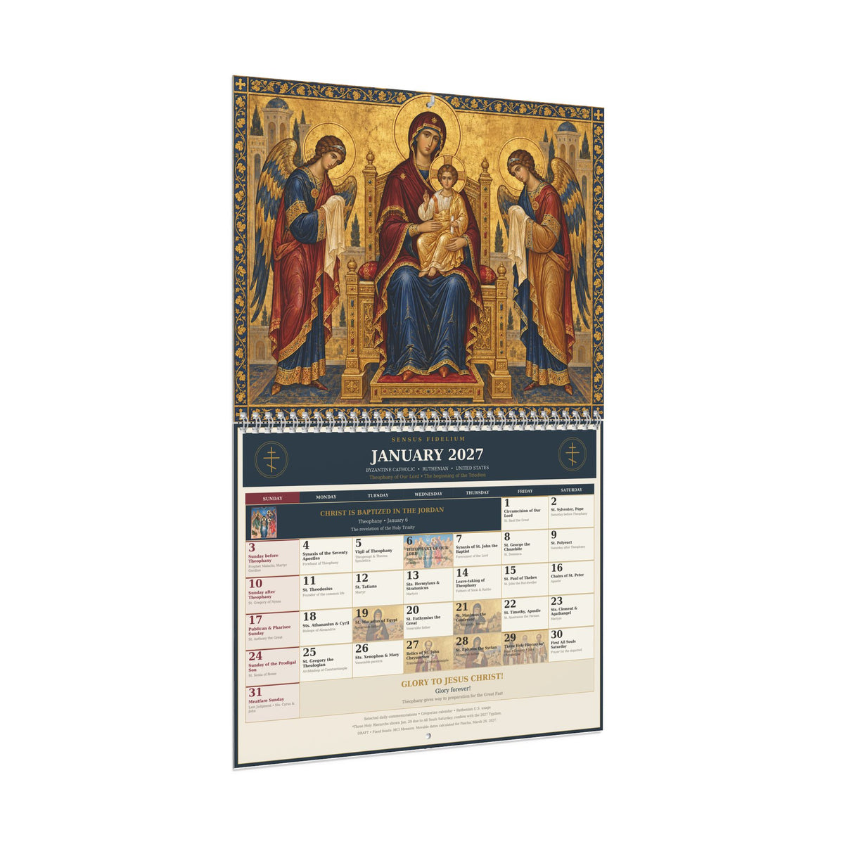 Ruthenian 2027 Wall Calendar Theotokos Icons