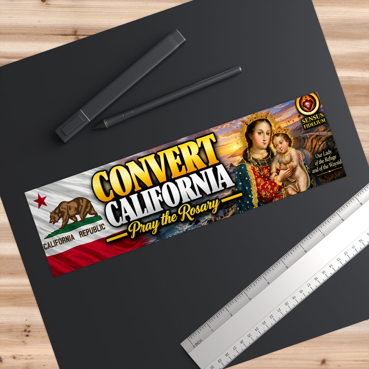 Convert California Bumper Sticker — "Pray the Rosary" Religious Vinyl Sticker
