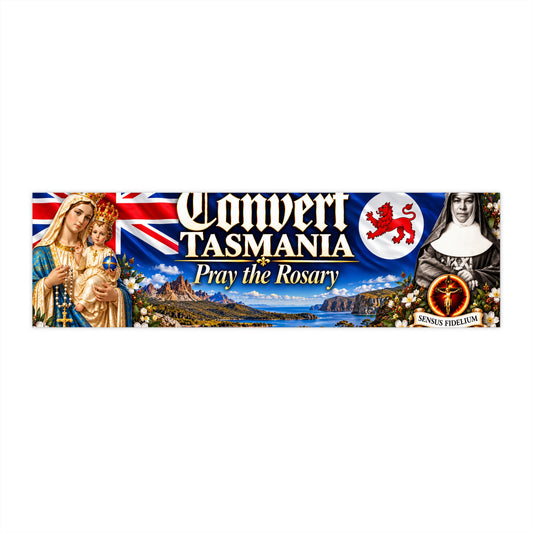Convert Tasmania Bumper Sticker — Pray the Rosary Religious Catholic Decal