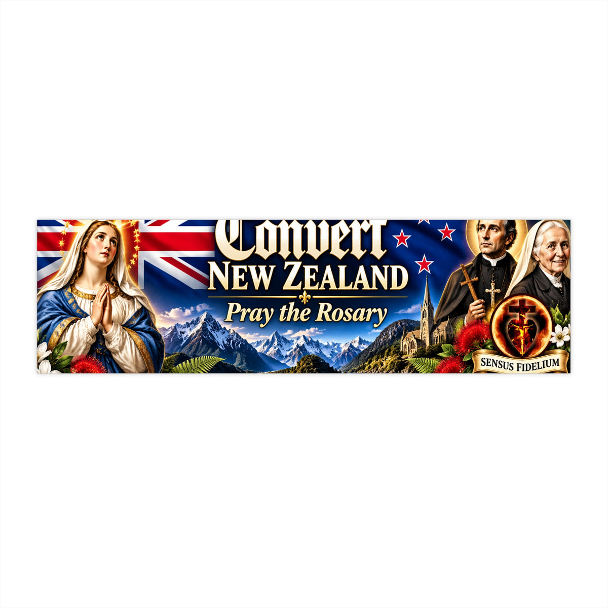 Convert New Zealand Pray the Rosary Bumper Sticker