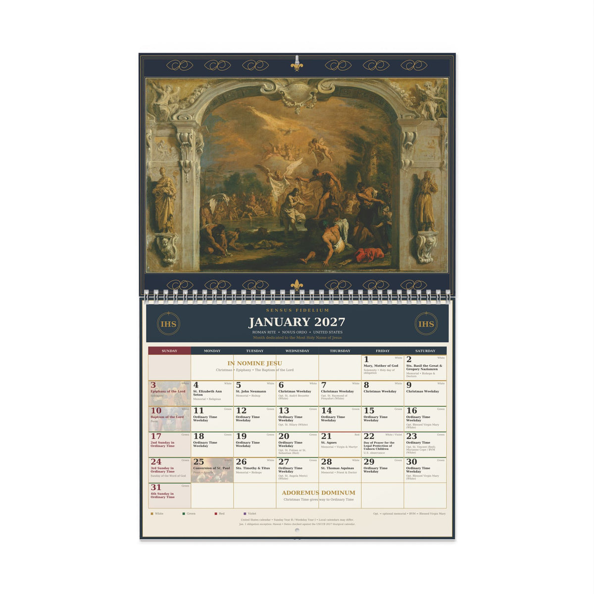 Novus Ordo Images of Jesus 2027 Wall Calendar