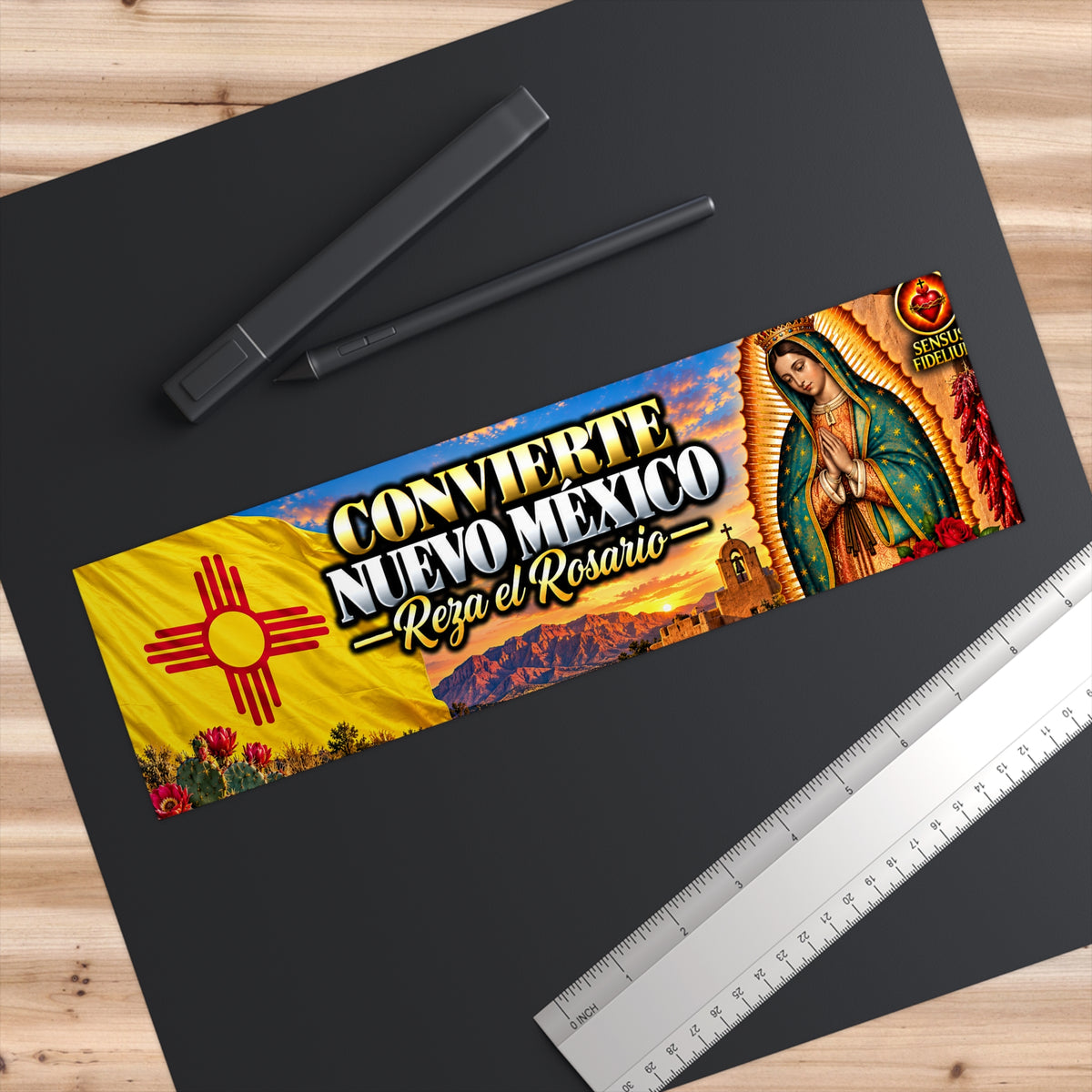 Convierte Nuevo México Bumper Sticker — Reza el Rosario (Our Lady of Guadalupe)