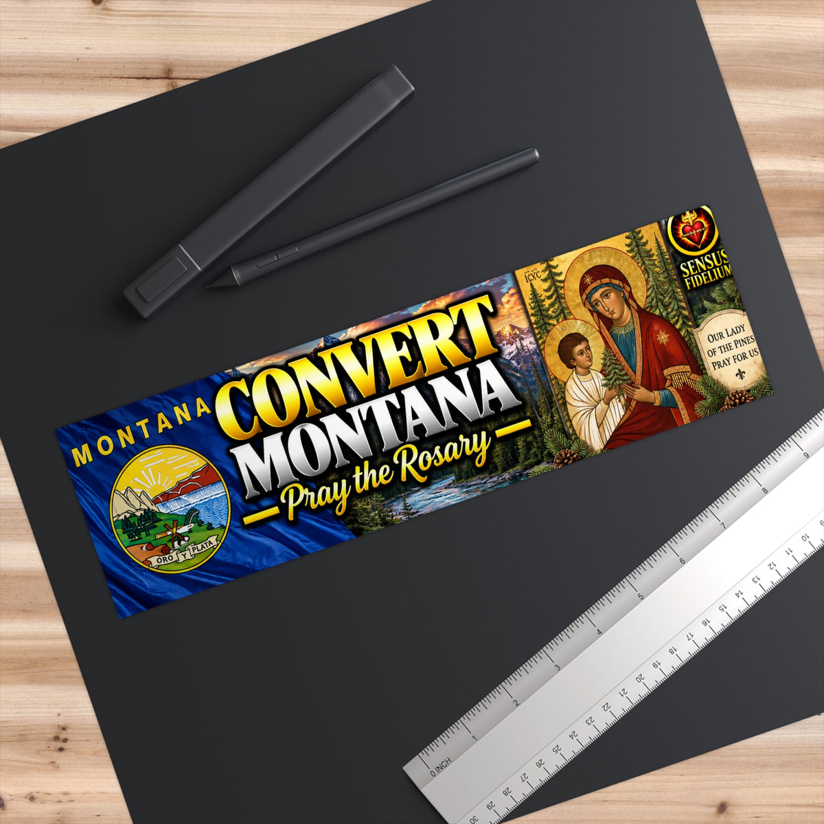 Convert Montana Bumper Sticker — “Pray the Rosary” Catholic Vinyl Decal