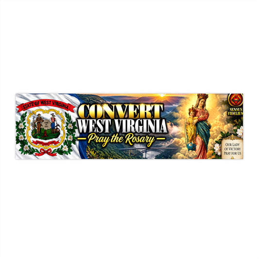Convert West Virginia Bumper Sticker — “Pray the Rosary” Catholic Vinyl Decal