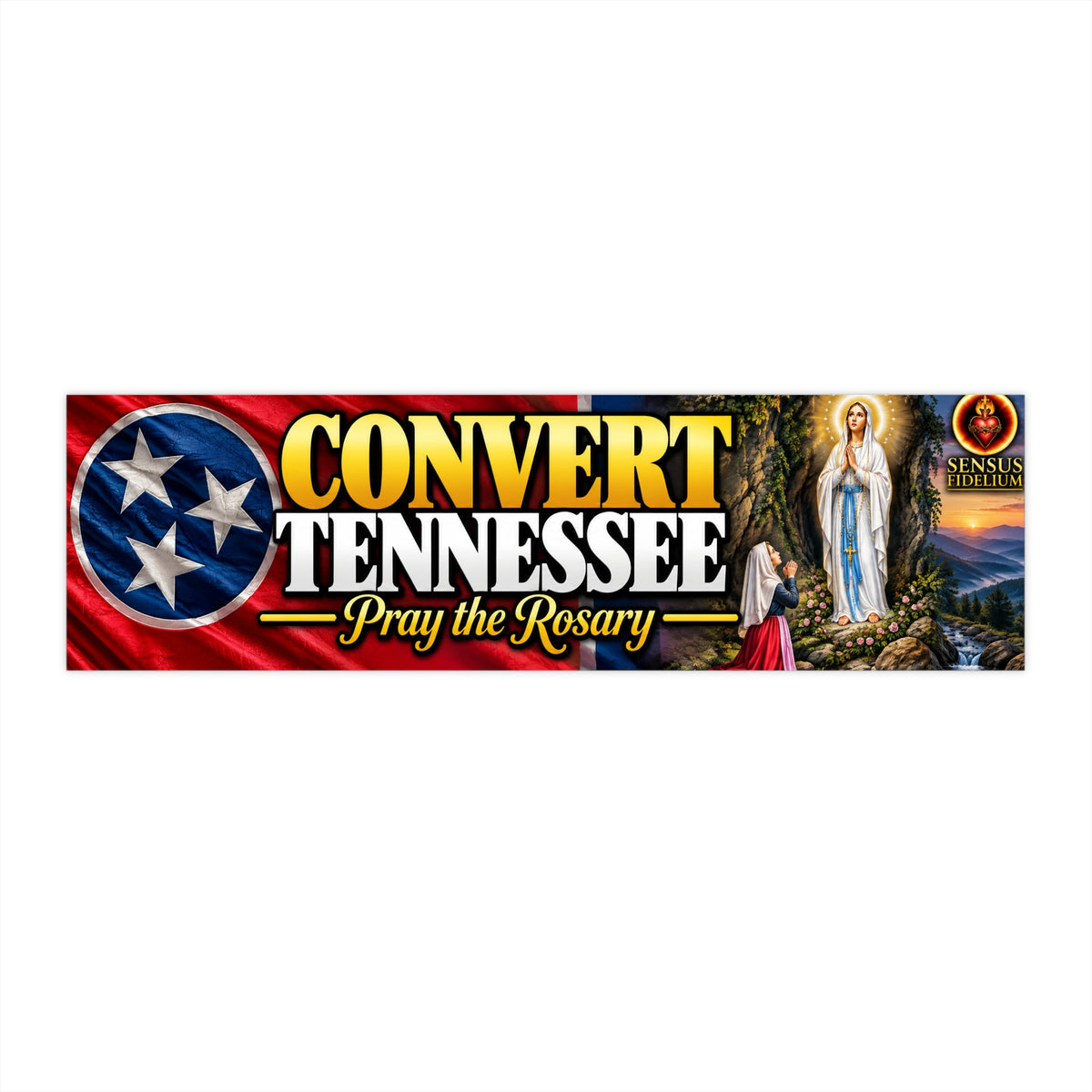 Bumper Sticker — "Convert Tennessee: Pray the Rosary" Religious Pro-Life Decal