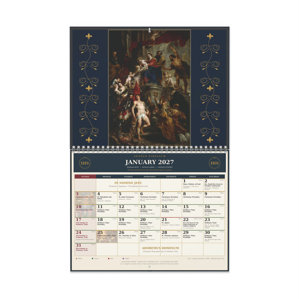 Novus Ordo Catholic Marian Wall Calendar 2027