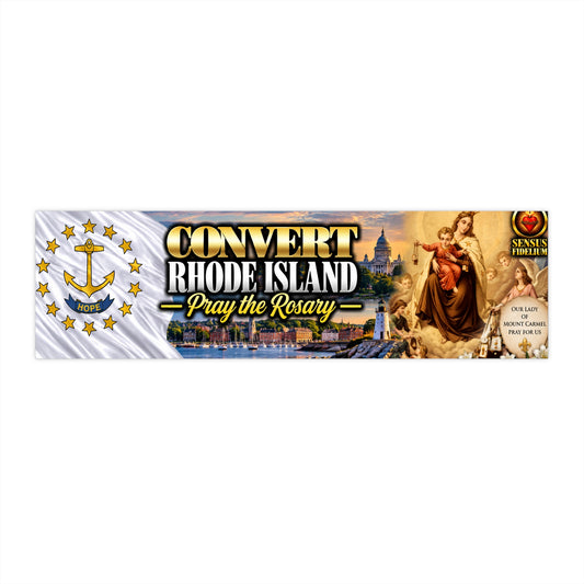 Convert Rhode Island Bumper Sticker — “Pray the Rosary” Catholic Vinyl Decal