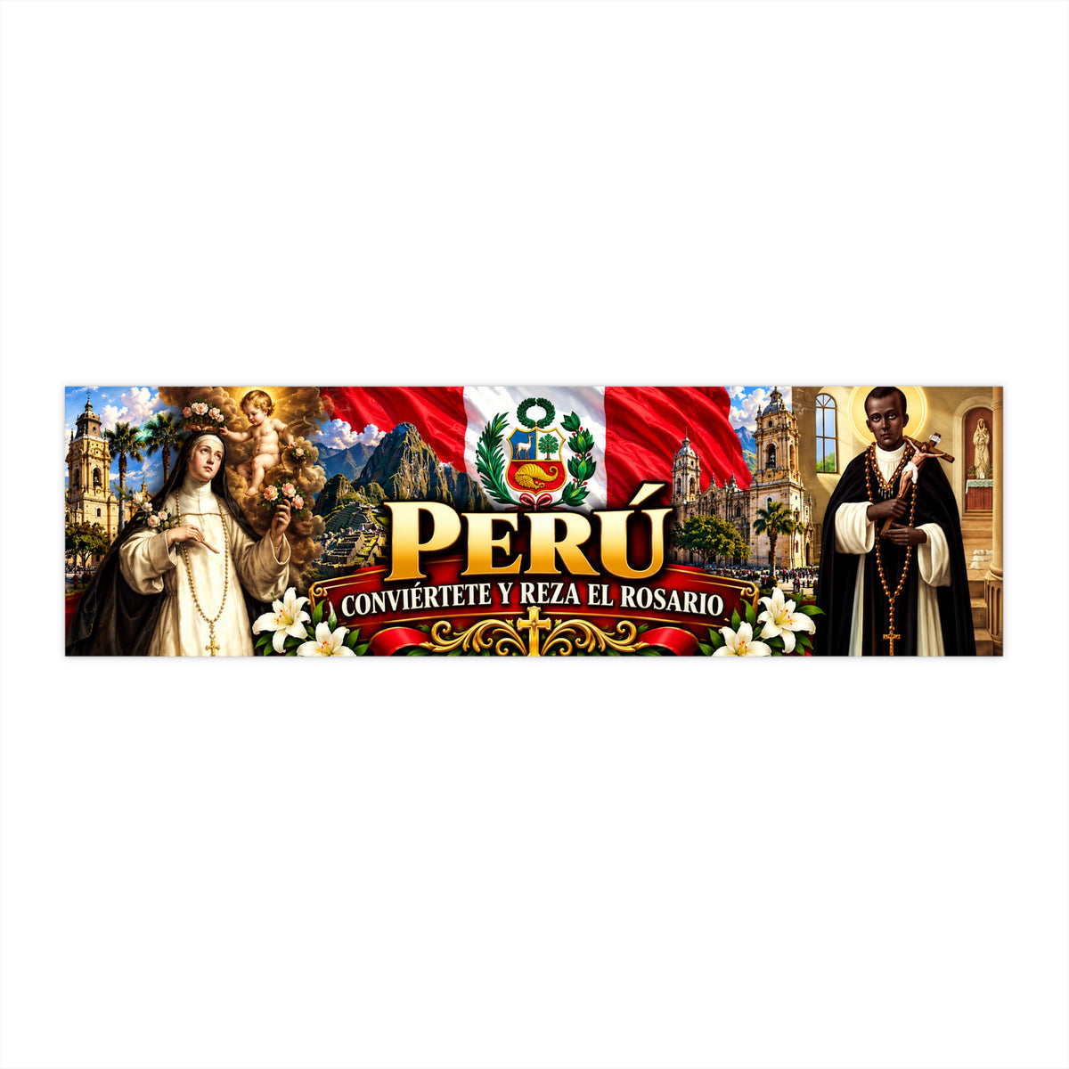 Perú Rosary Bumper Sticker — Religious Peruvian Faith & Culture Decal
