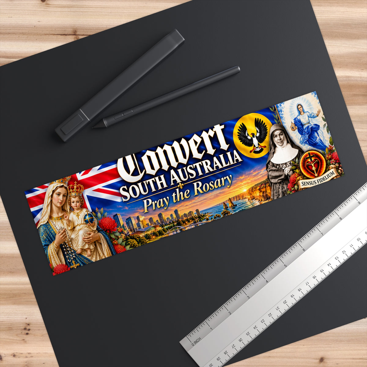 Convert South Australia Bumper Sticker — 'Pray the Rosary' Catholic Faith Decal