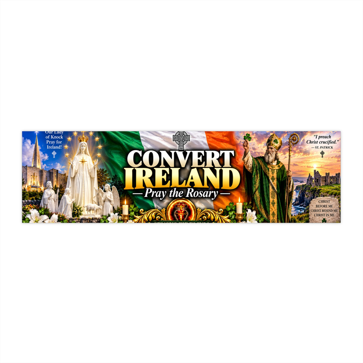 Convert Ireland Rosary Bumper Sticker — Catholic Faith & Prayer Car Decal