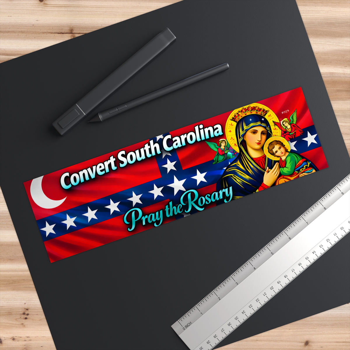 Convert South Carolina Pray the Rosary Bumper Sticker