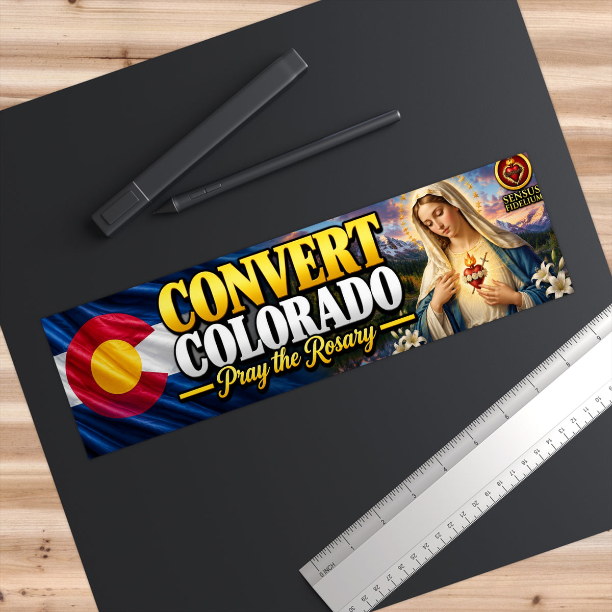 Convert Colorado Bumper Sticker — Pray the Rosary (Catholic Marian Sticker)