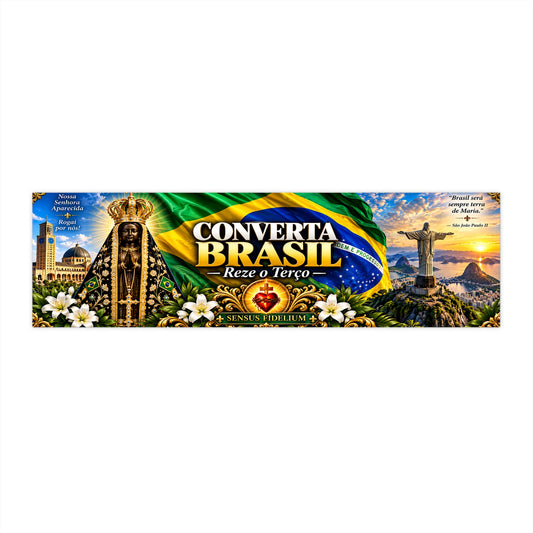 Converta Brasil Bumper Sticker – 'Reze o Terço' Brazilian Faith & Nossa Senhora Design