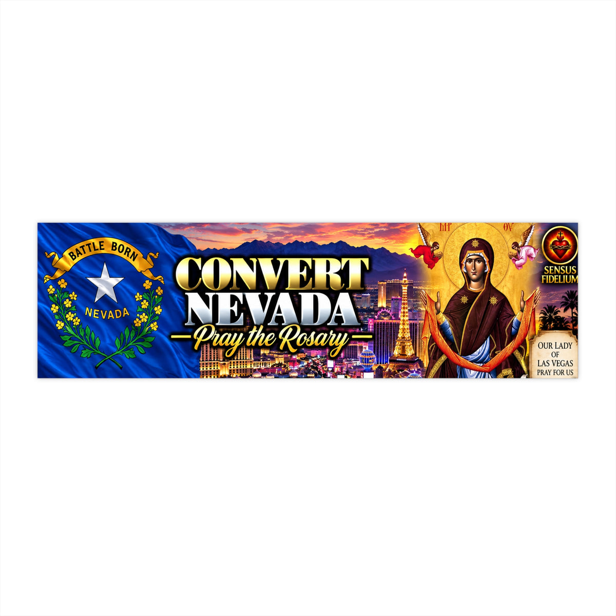 Convert Nevada Bumper Sticker — “Pray the Rosary” Catholic Vinyl Decal