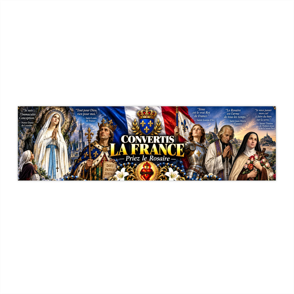 Convertis La France Religious Bumper Sticker – Pray the Rosary (French Catholic Devotional)