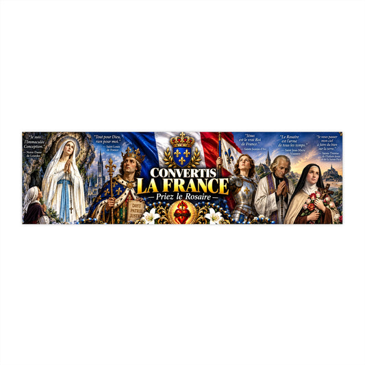 Convertis La France Religious Bumper Sticker – Pray the Rosary (French Catholic Devotional)