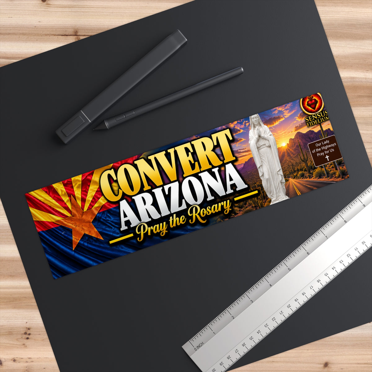 Convert Arizona Bumper Sticker — “Pray the Rosary” Catholic Vinyl Decal