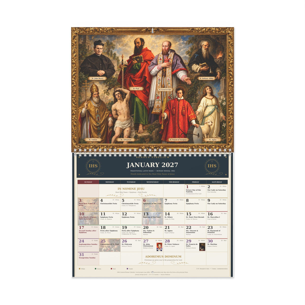Saints TLM 1962 Calendar 2027