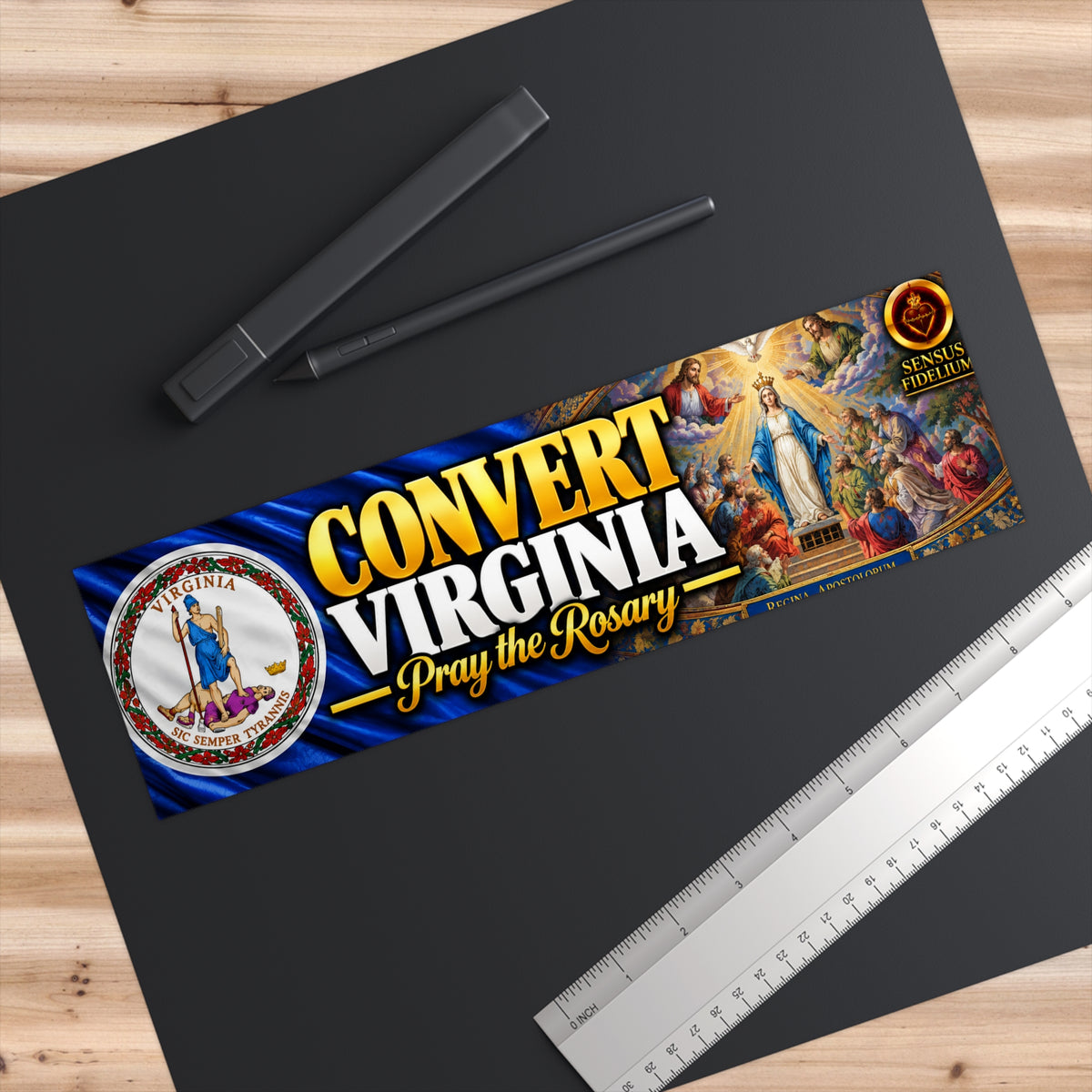 Convert Virginia Bumper Sticker — “Pray the Rosary” Catholic Vinyl Decal