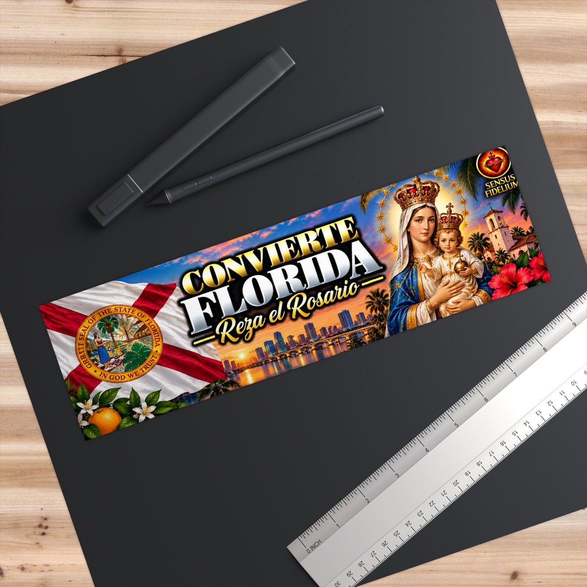 Conviérte Florida - Reza el Rosario Bumper Sticker