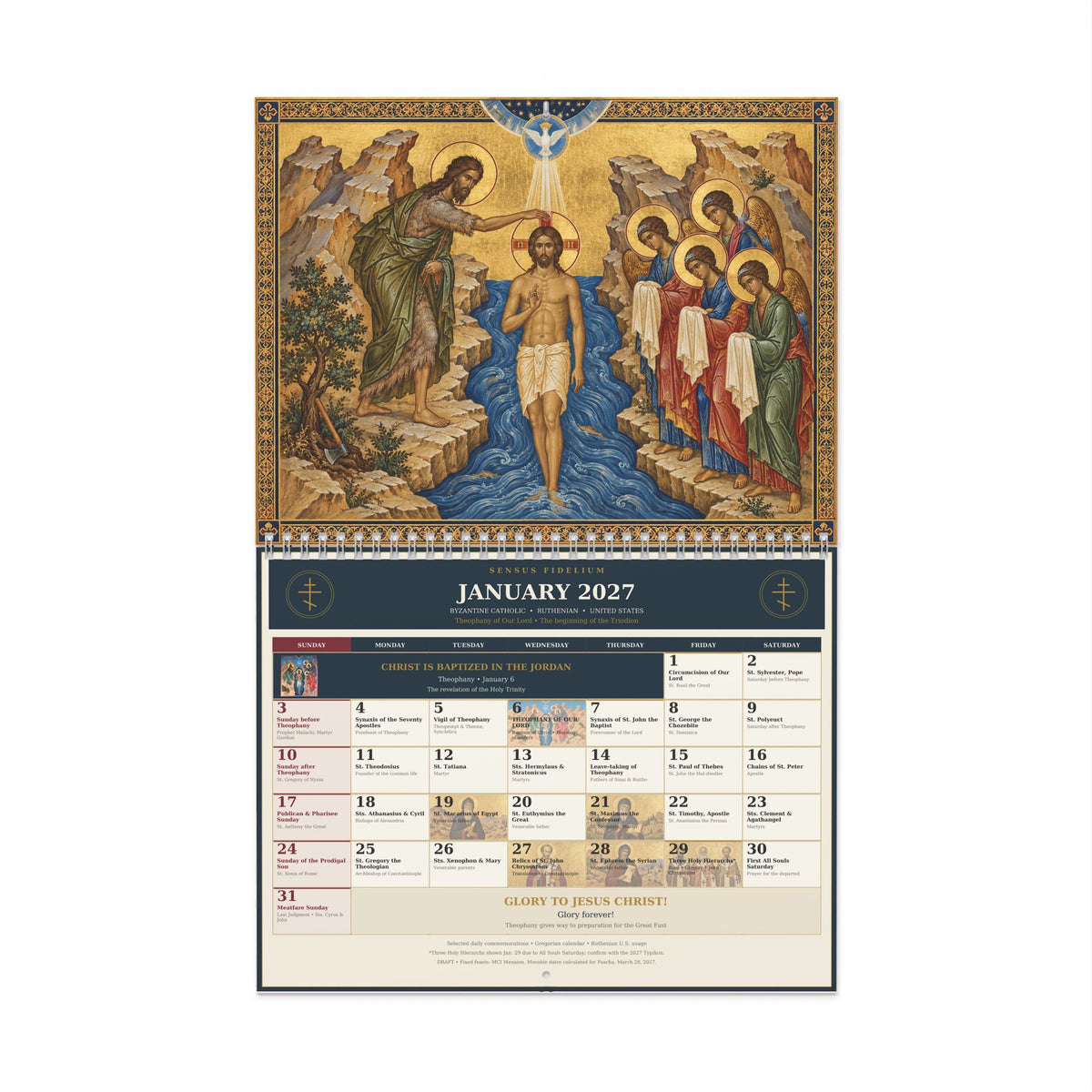 Ruthenian Wall Calendar 2027 Our Lord Art