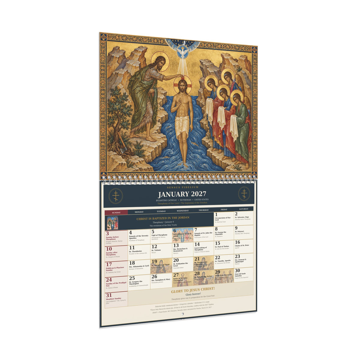 Ruthenian Wall Calendar 2027 Our Lord Art