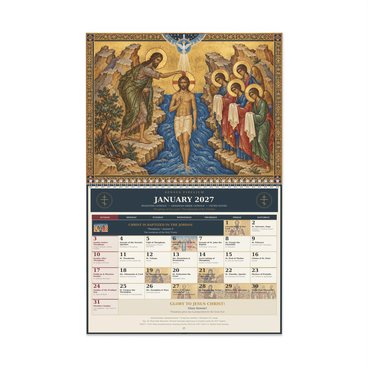 Ukrainian Rite Wall Calendar 2027 Our Lord Theme