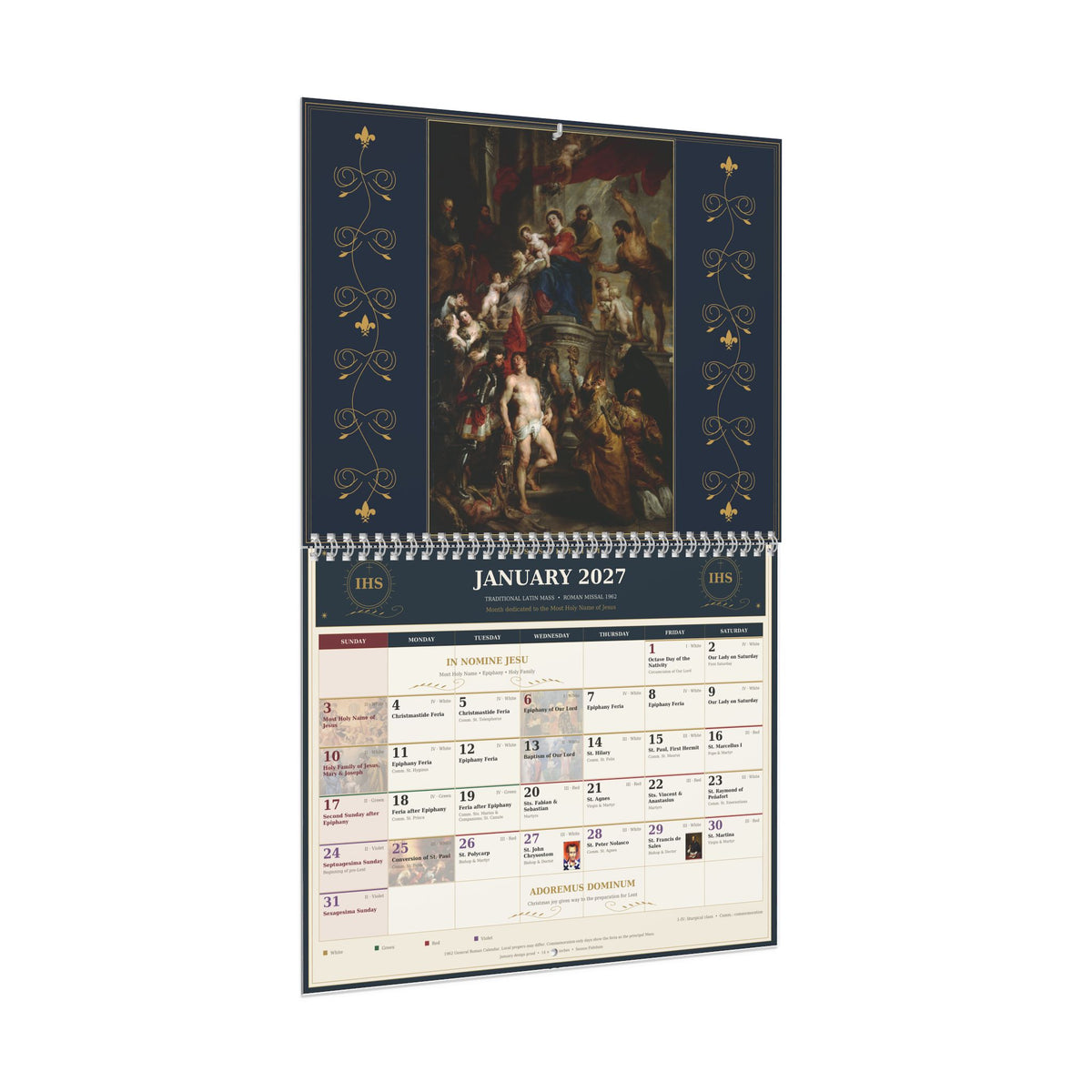TLM 1962 Catholic Marian Wall Calendar 2027
