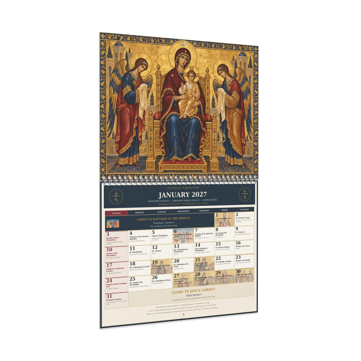 Ukrainian Rite Wall Calendar 2027 Theotokos Theme