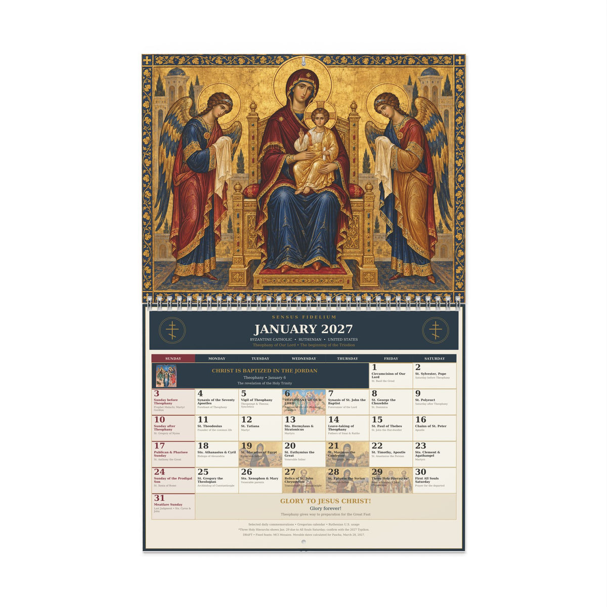 Ruthenian 2027 Wall Calendar Theotokos Icons