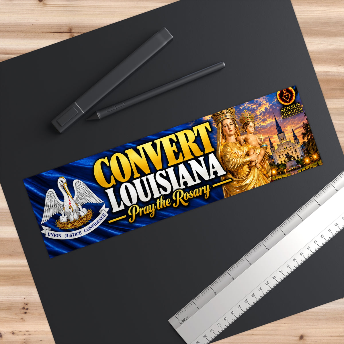 Convert Louisiana Pray the Rosary Bumper Sticker