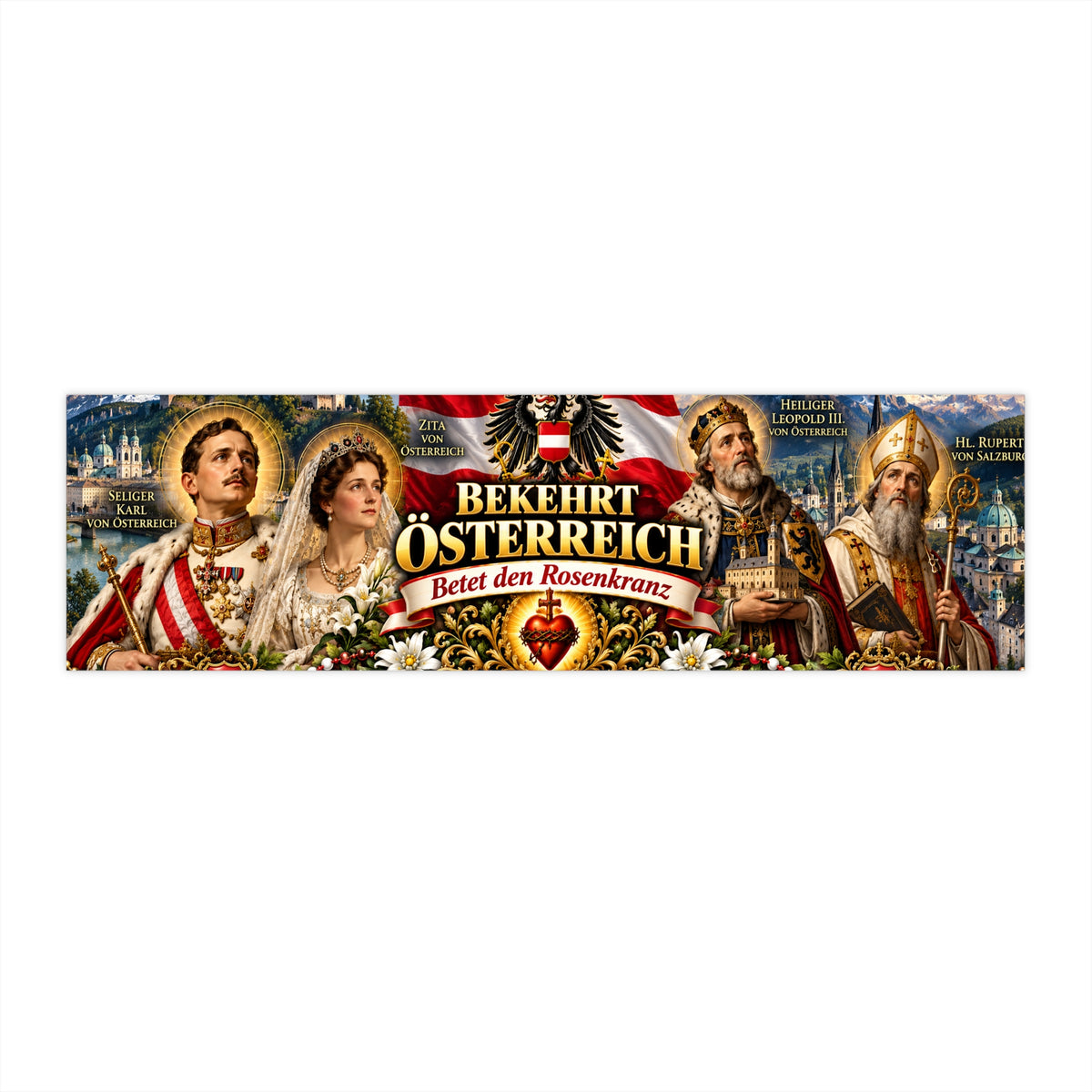 "Bekehrt Österreich: Betet den Rosenkranz" Religious Austrian Devotional Sticker