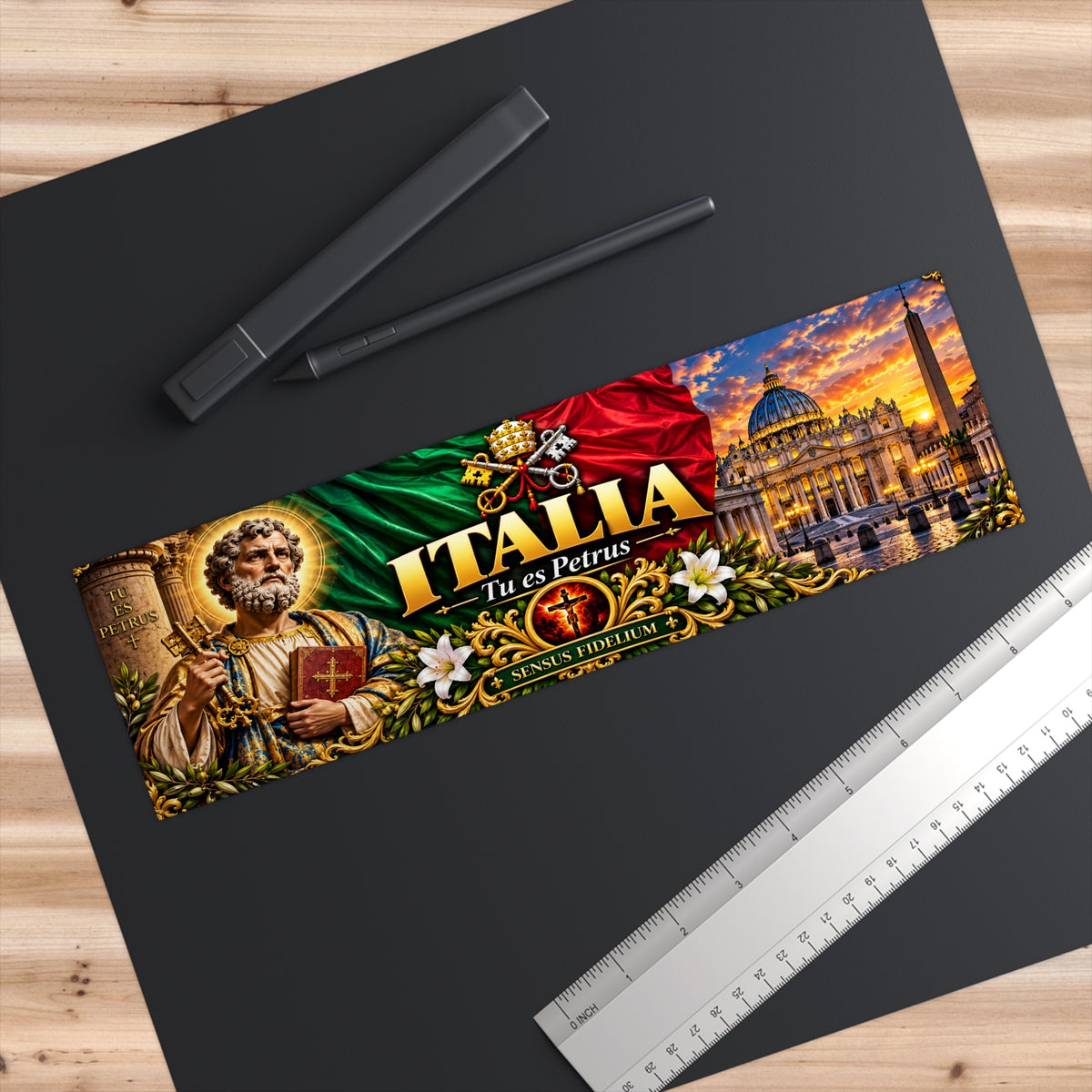 Italia Bumper Sticker — 'Italia Tu es Petrus' Vatican & St. Peter Design