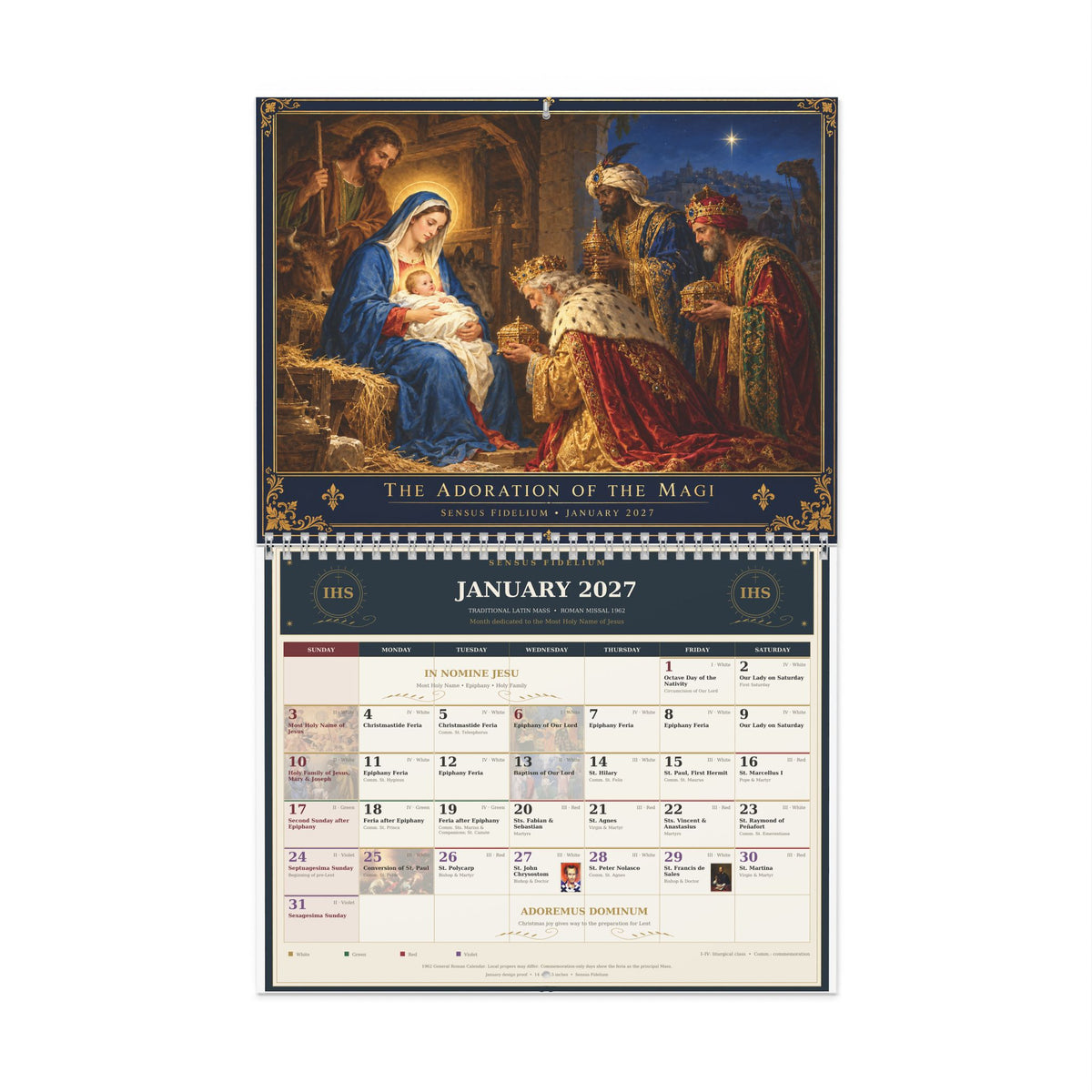 Sensus Fidelium 2027 Wall Calendar — 1962 Traditional Latin Mass Calendar